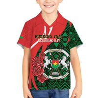 Personalised Burkina Faso Republic Day Family Matching Off Shoulder Short Dress and Hawaiian Shirt Happy 66th Anniversary - Bogolan Pattern - Wonder Print Shop