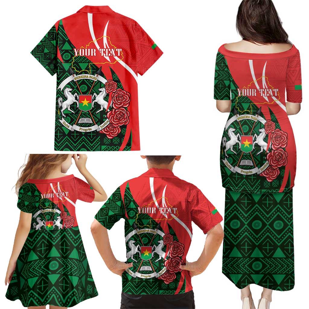 Personalised Burkina Faso Republic Day Family Matching Puletasi and Hawaiian Shirt Happy 66th Anniversary - Bogolan Pattern - Wonder Print Shop