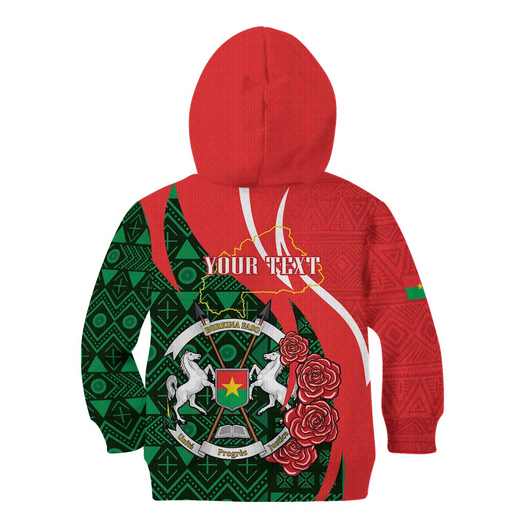 Personalised Burkina Faso Republic Day Kid Hoodie Happy 66th Anniversary - Bogolan Pattern - Wonder Print Shop