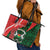 Personalised Burkina Faso Republic Day Leather Tote Bag Happy 66th Anniversary - Bogolan Pattern - Wonder Print Shop