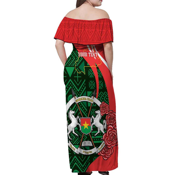 Burundi Turaco Off Shoulder Maxi Dress with National Bird and Flag Pattern TS04 main image 0