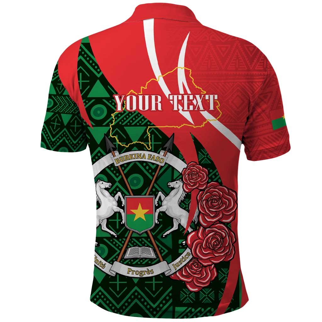 Personalised Burkina Faso Republic Day Polo Shirt Happy 66th Anniversary - Bogolan Pattern - Wonder Print Shop