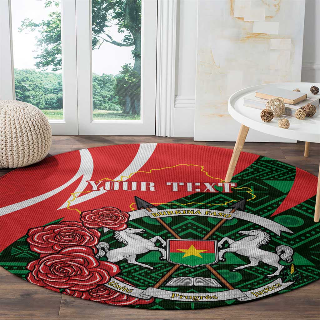 Personalised Burkina Faso Republic Day Round Carpet Happy 66th Anniversary - Bogolan Pattern