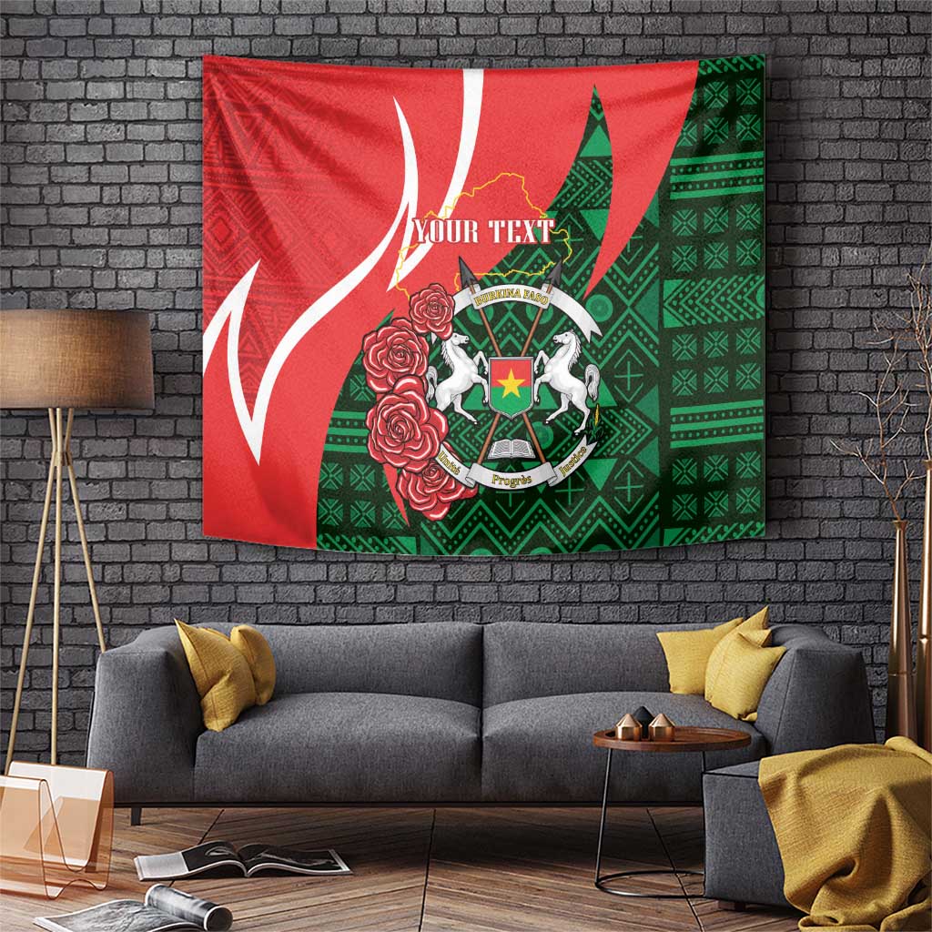 Personalised Burkina Faso Republic Day Tapestry Happy 66th Anniversary - Bogolan Pattern - Wonder Print Shop