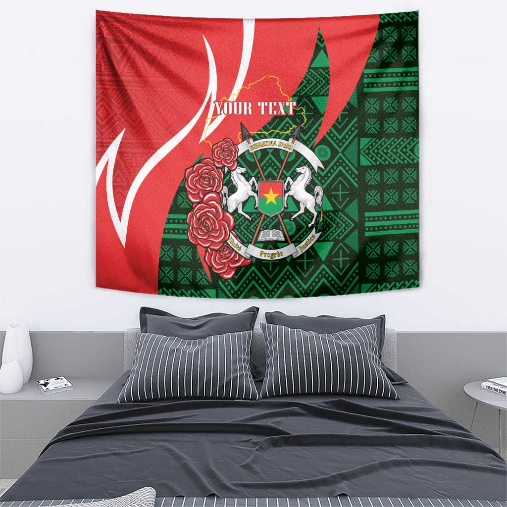 Personalised Burkina Faso Republic Day Tapestry Happy 66th Anniversary - Bogolan Pattern - Wonder Print Shop