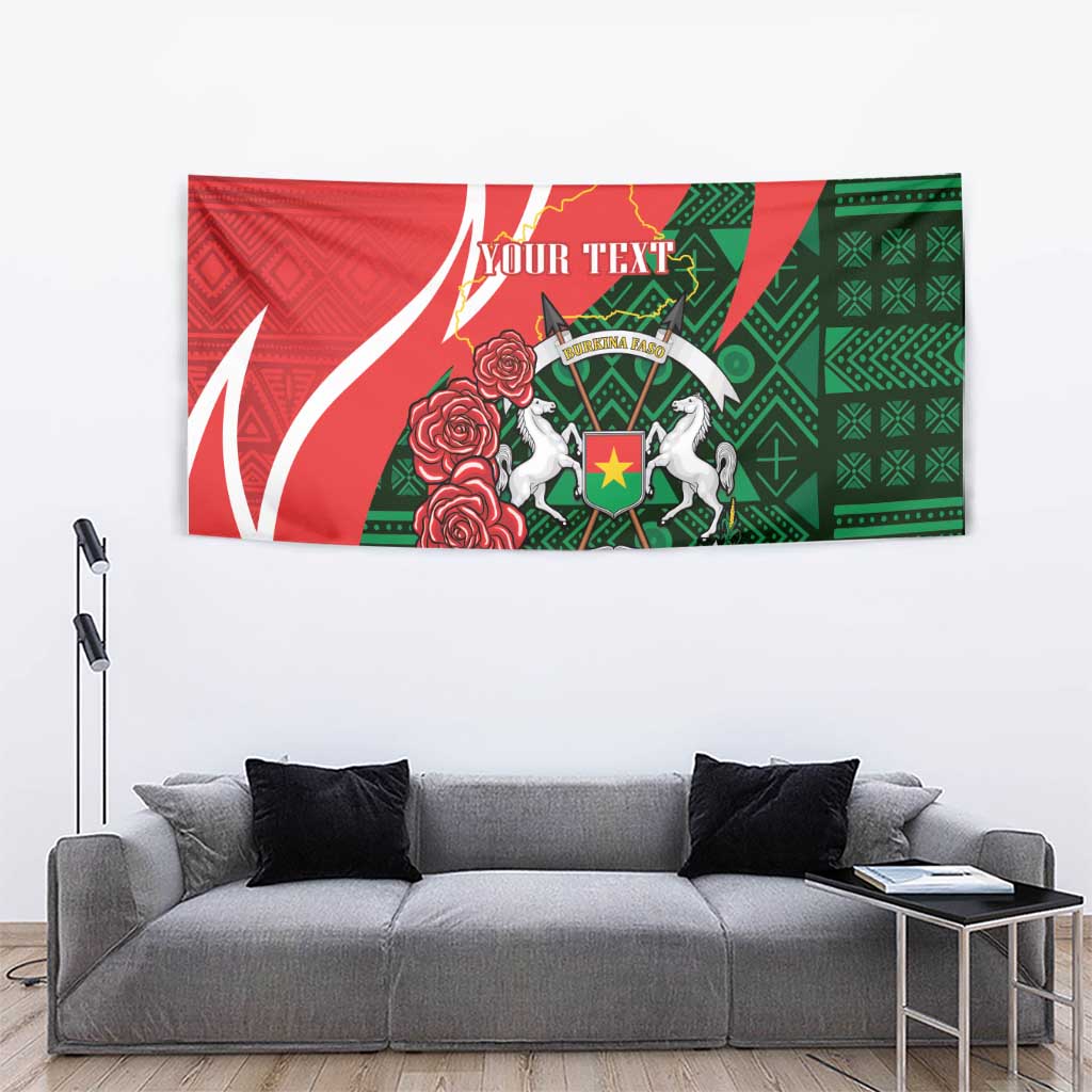 Personalised Burkina Faso Republic Day Tapestry Happy 66th Anniversary - Bogolan Pattern - Wonder Print Shop