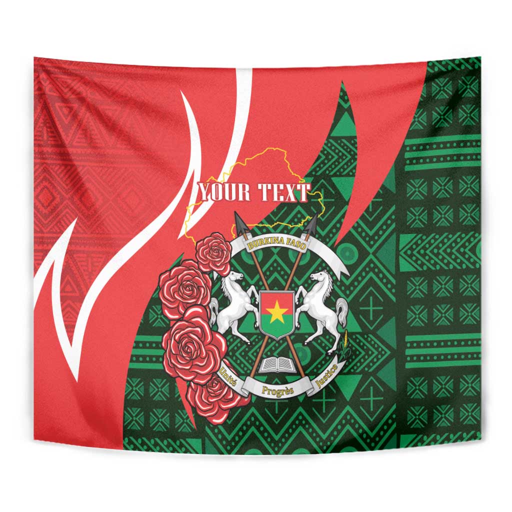 Personalised Burkina Faso Republic Day Tapestry Happy 66th Anniversary - Bogolan Pattern - Wonder Print Shop