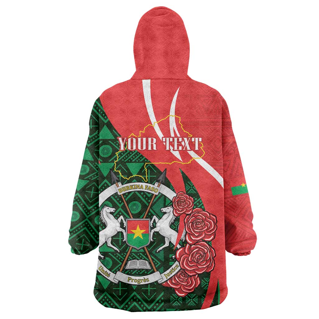 Personalised Burkina Faso Republic Day Wearable Blanket Hoodie Happy 66th Anniversary - Bogolan Pattern - Wonder Print Shop