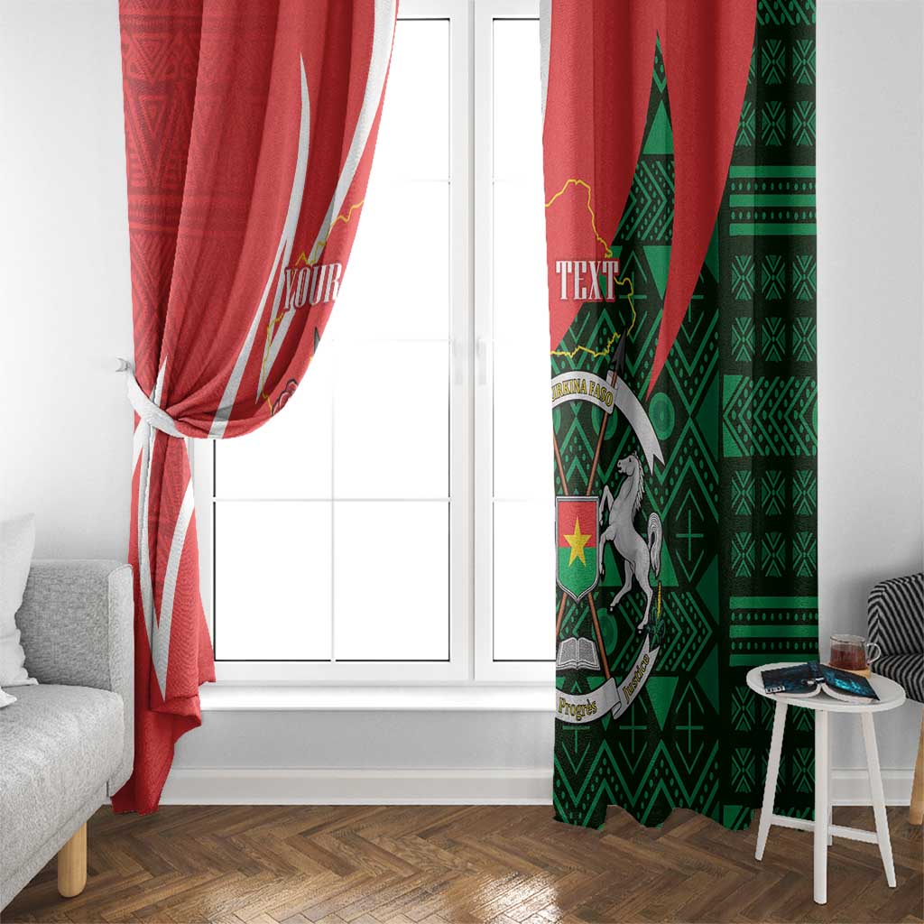 Personalised Burkina Faso Republic Day Window Curtain Happy 66th Anniversary - Bogolan Pattern - Wonder Print Shop