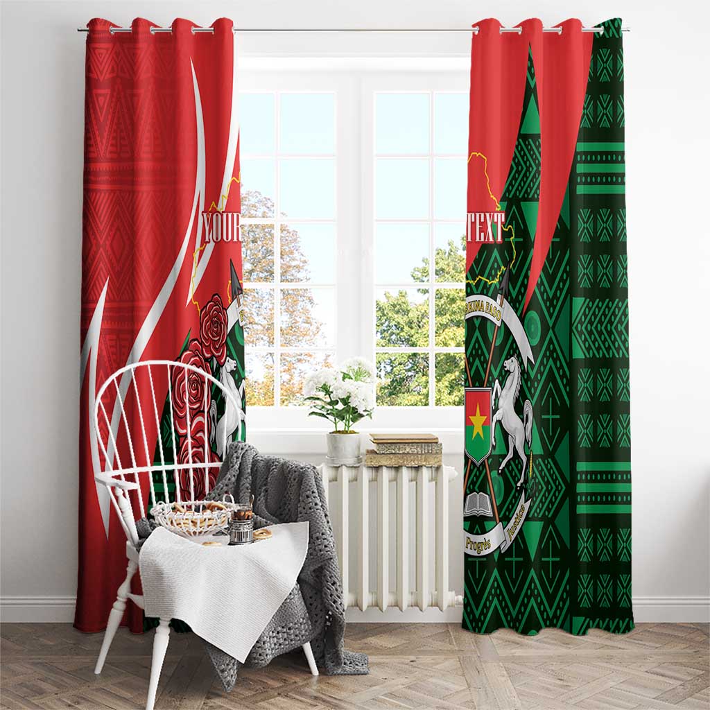 Personalised Burkina Faso Republic Day Window Curtain Happy 66th Anniversary - Bogolan Pattern - Wonder Print Shop