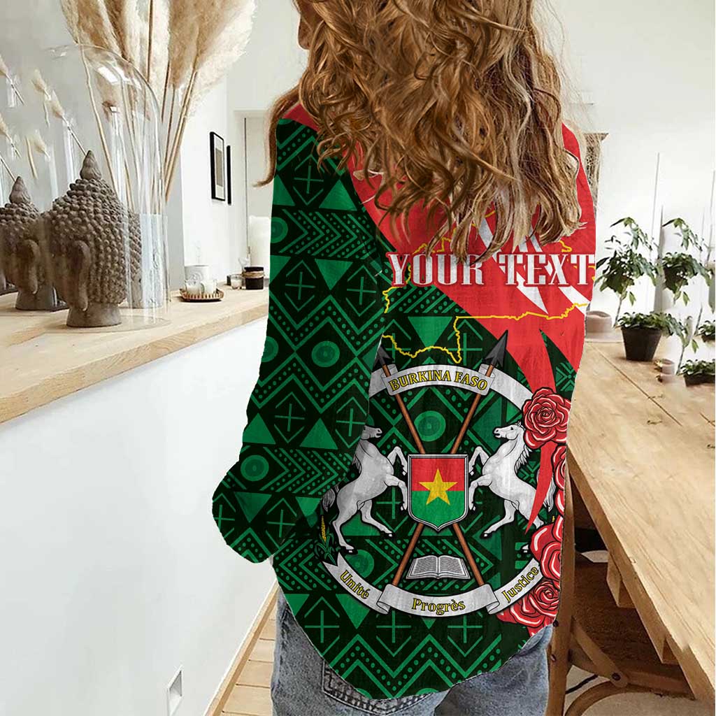 Personalised Burkina Faso Republic Day Women Casual Shirt Happy 66th Anniversary - Bogolan Pattern - Wonder Print Shop