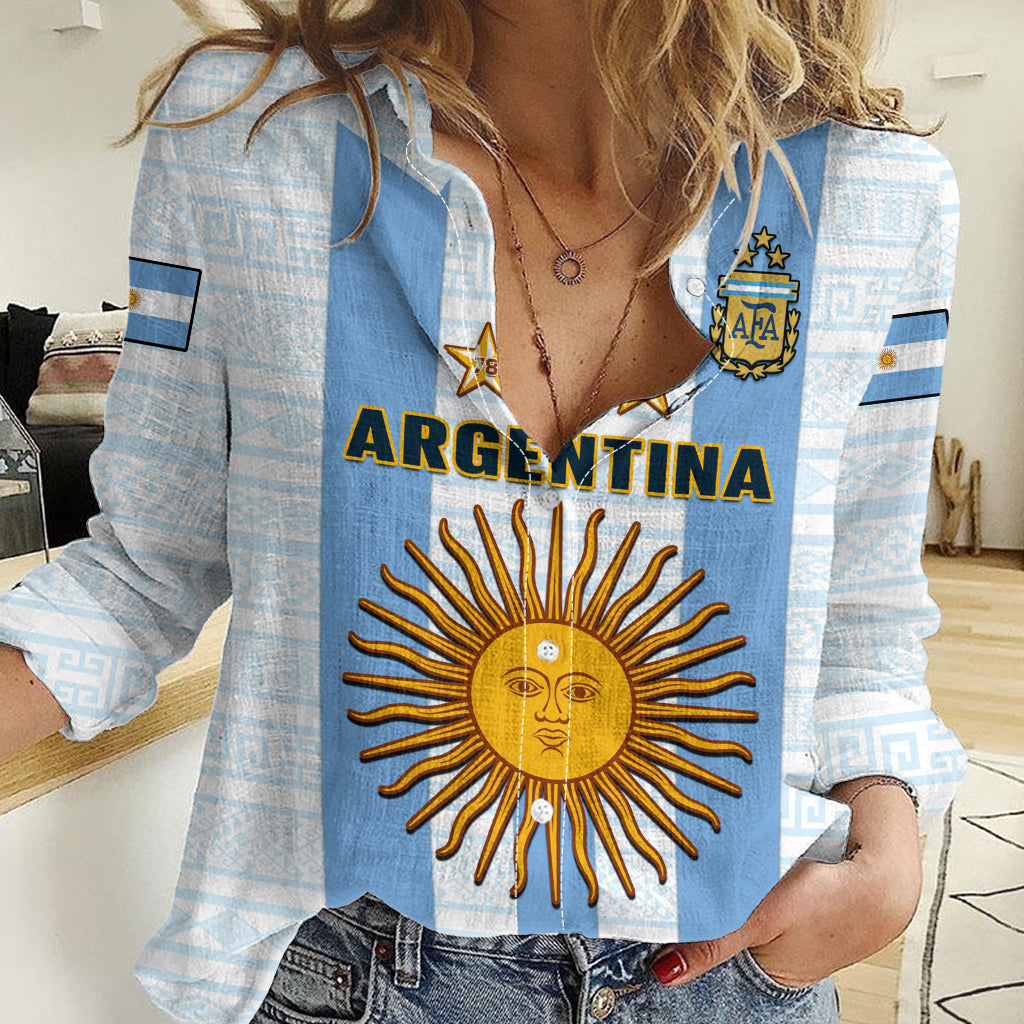 Argentina Football Women Casual Shirt World Cup La Albiceleste 3rd Champions Proud LT14