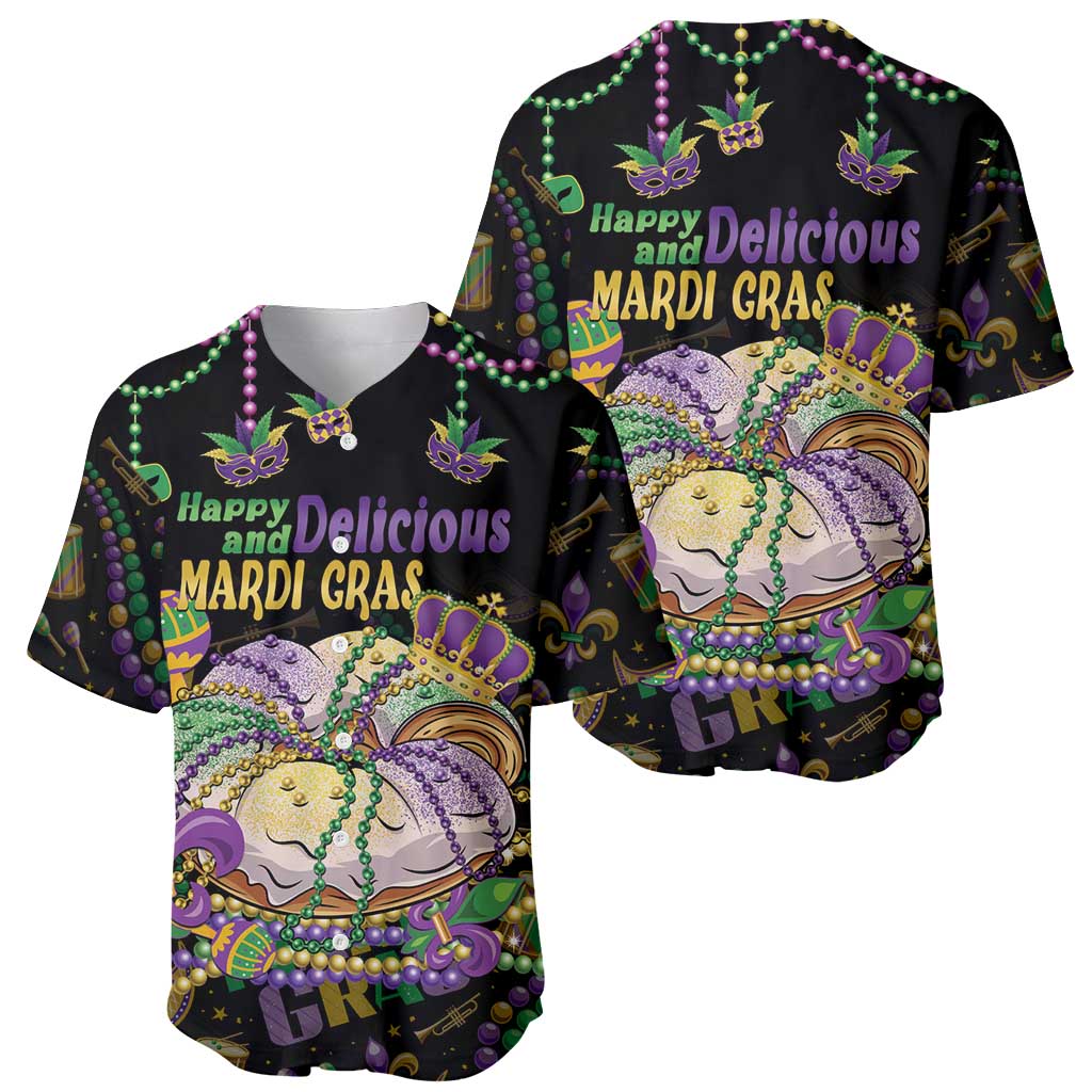 Happy And Delicious Mardi Gras Baseball Jersey King Cake And Luxury Beadeds - Wonder Print Shop