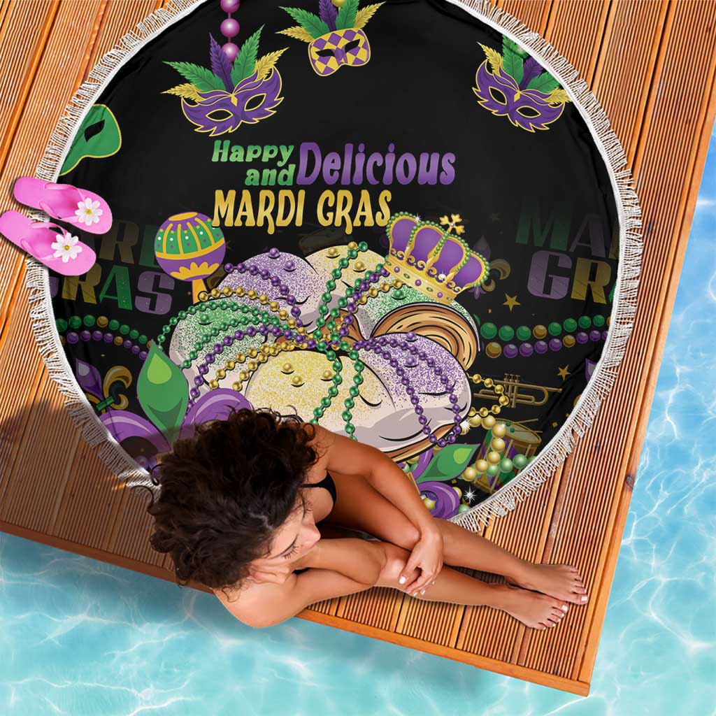Happy And Delicious Mardi Gras Beach Blanket King Cake And Luxury Beadeds - Wonder Print Shop