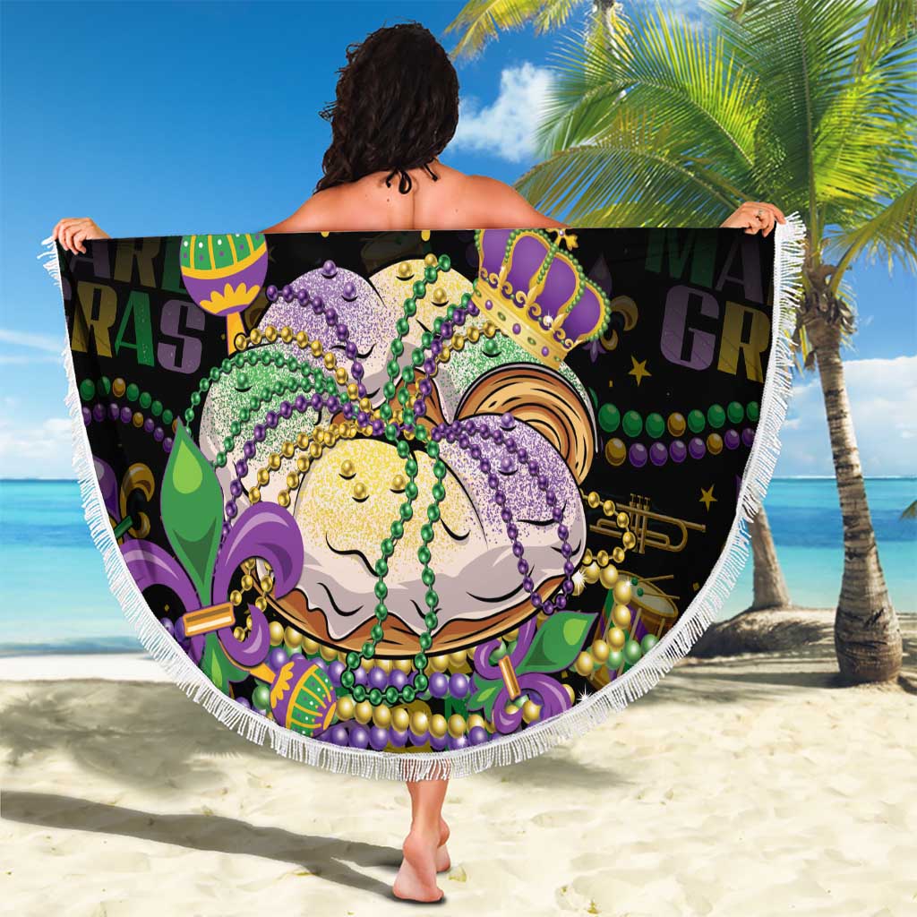 Happy And Delicious Mardi Gras Beach Blanket King Cake And Luxury Beadeds - Wonder Print Shop