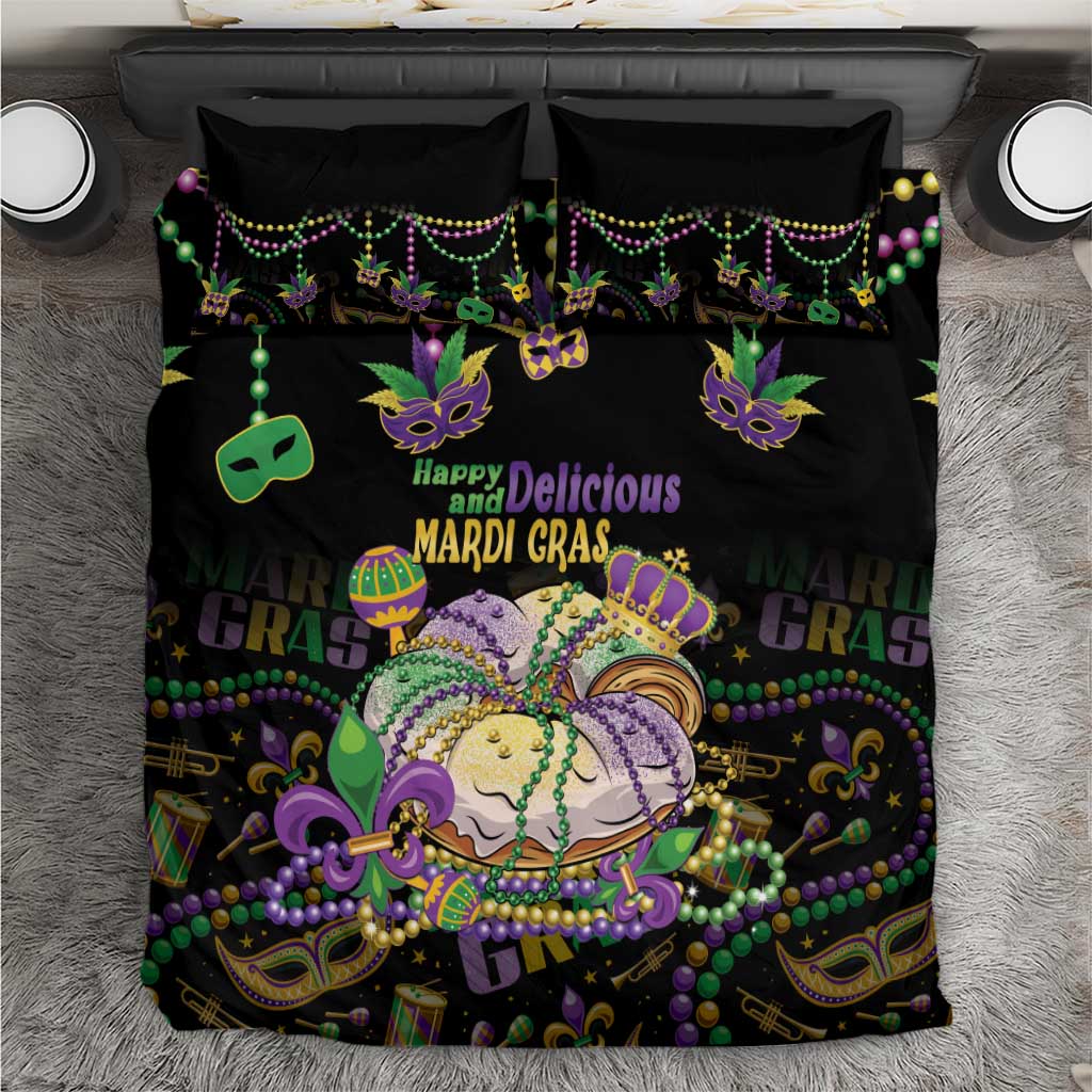 Happy And Delicious Mardi Gras Bedding Set King Cake And Luxury Beadeds - Wonder Print Shop