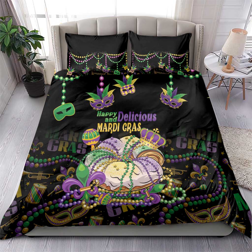Happy And Delicious Mardi Gras Bedding Set King Cake And Luxury Beadeds - Wonder Print Shop