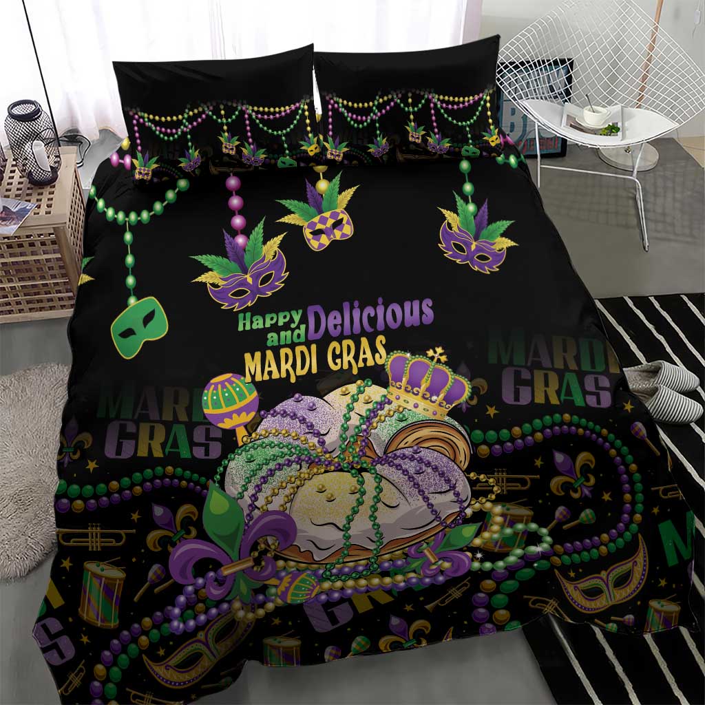 Happy And Delicious Mardi Gras Bedding Set King Cake And Luxury Beadeds - Wonder Print Shop