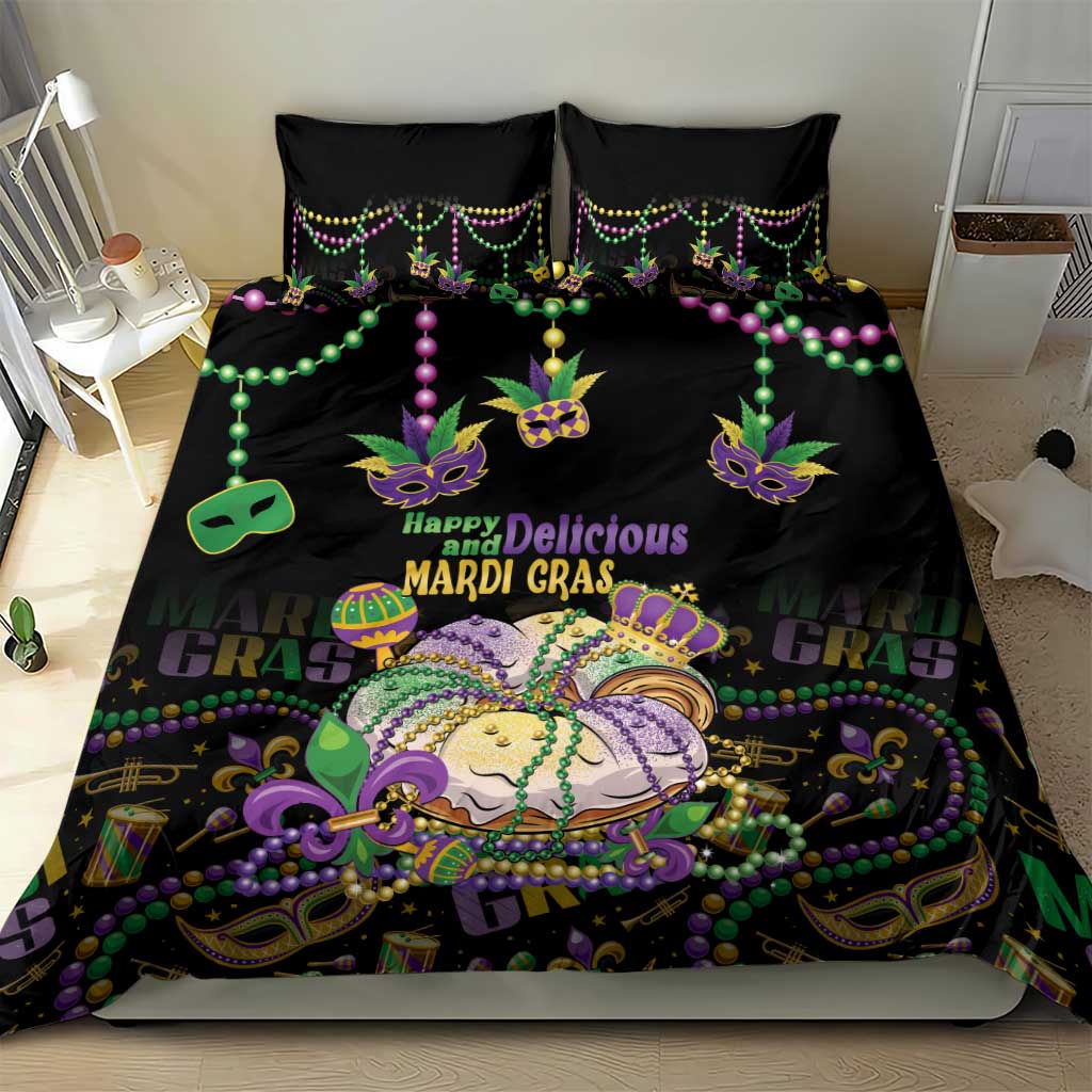 Happy And Delicious Mardi Gras Bedding Set King Cake And Luxury Beadeds - Wonder Print Shop