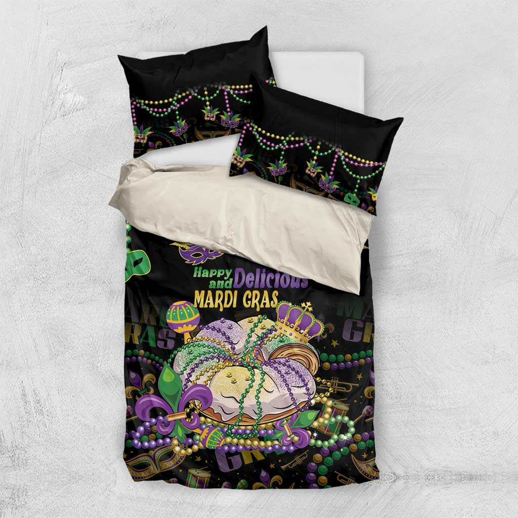 Happy And Delicious Mardi Gras Bedding Set King Cake And Luxury Beadeds - Wonder Print Shop