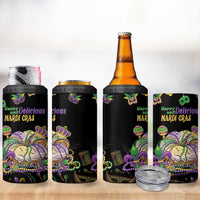Happy And Delicious Mardi Gras 4 in 1 Can Cooler Tumbler King Cake And Luxury Beadeds - Wonder Print Shop