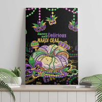 Happy And Delicious Mardi Gras Canvas Wall Art King Cake And Luxury Beadeds - Wonder Print Shop