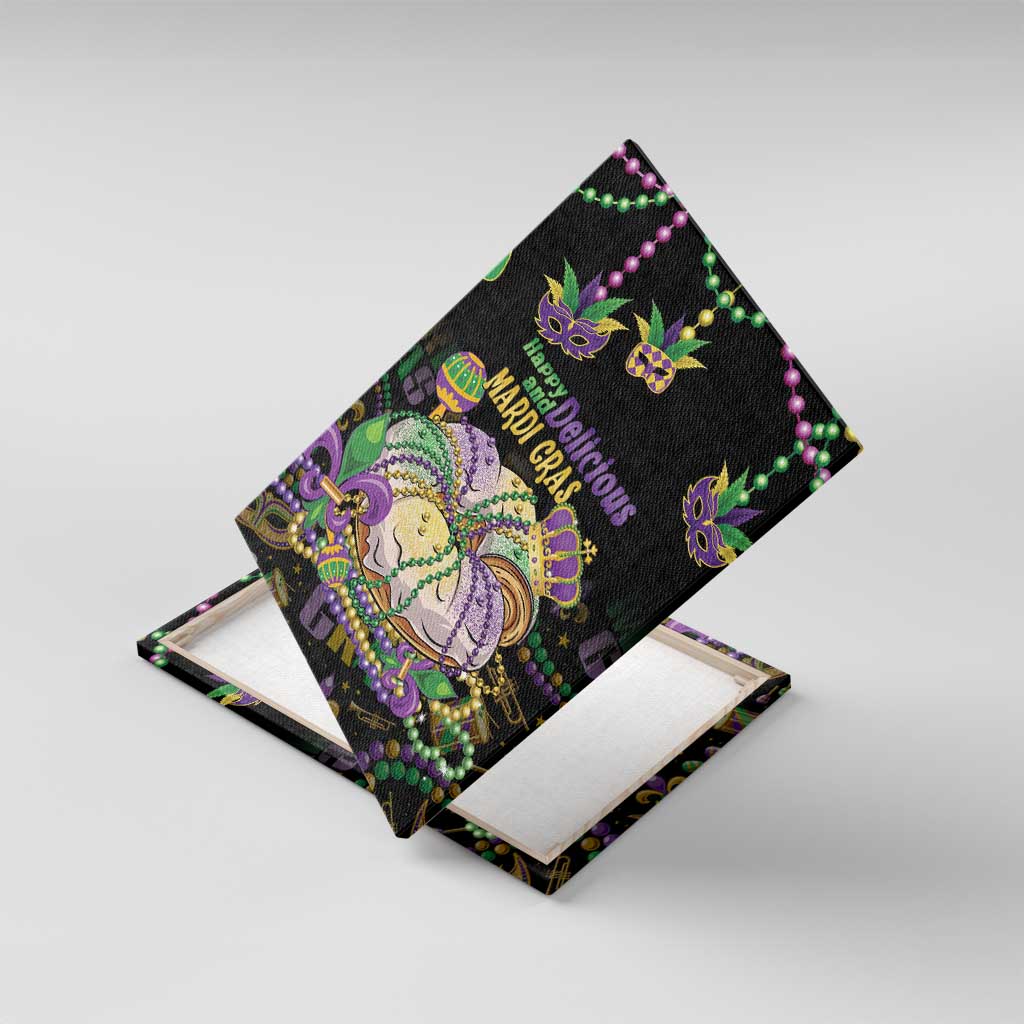Happy And Delicious Mardi Gras Canvas Wall Art King Cake And Luxury Beadeds - Wonder Print Shop