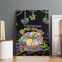 Happy And Delicious Mardi Gras Canvas Wall Art King Cake And Luxury Beadeds - Wonder Print Shop
