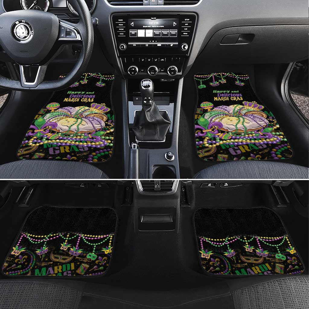 Happy And Delicious Mardi Gras Car Mats King Cake And Luxury Beadeds - Wonder Print Shop