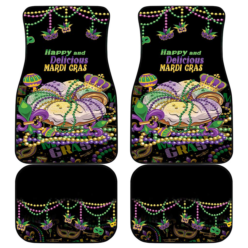 Happy And Delicious Mardi Gras Car Mats King Cake And Luxury Beadeds - Wonder Print Shop