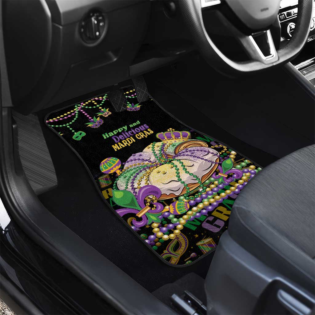 Happy And Delicious Mardi Gras Car Mats King Cake And Luxury Beadeds - Wonder Print Shop