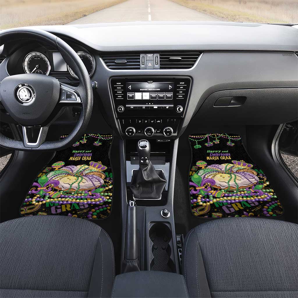 Happy And Delicious Mardi Gras Car Mats King Cake And Luxury Beadeds - Wonder Print Shop
