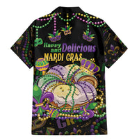 Happy And Delicious Mardi Gras Family Matching Mermaid Dress and Hawaiian Shirt King Cake And Luxury Beadeds - Wonder Print Shop