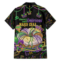 Happy And Delicious Mardi Gras Family Matching Off The Shoulder Long Sleeve Dress and Hawaiian Shirt King Cake And Luxury Beadeds - Wonder Print Shop