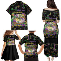 Happy And Delicious Mardi Gras Family Matching Puletasi and Hawaiian Shirt King Cake And Luxury Beadeds - Wonder Print Shop