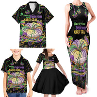 Happy And Delicious Mardi Gras Family Matching Tank Maxi Dress and Hawaiian Shirt King Cake And Luxury Beadeds - Wonder Print Shop