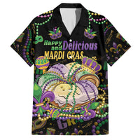Happy And Delicious Mardi Gras Family Matching Tank Maxi Dress and Hawaiian Shirt King Cake And Luxury Beadeds - Wonder Print Shop