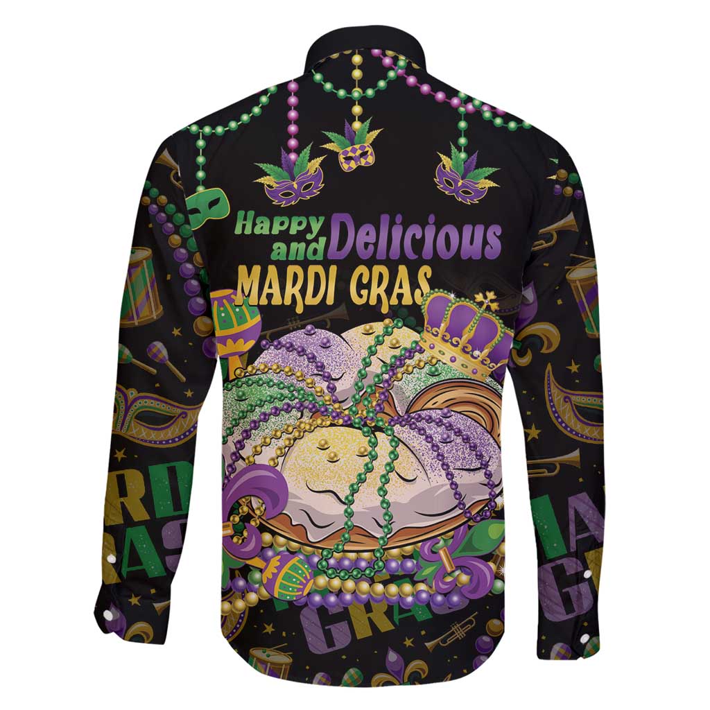 Happy And Delicious Mardi Gras Family Matching Tank Maxi Dress and Hawaiian Shirt King Cake And Luxury Beadeds - Wonder Print Shop
