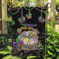 Happy And Delicious Mardi Gras Garden Flag King Cake And Luxury Beadeds - Wonder Print Shop