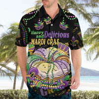 Happy And Delicious Mardi Gras Hawaiian Shirt King Cake And Luxury Beadeds - Wonder Print Shop