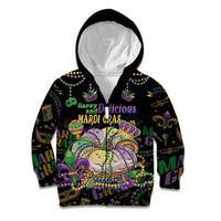 Happy And Delicious Mardi Gras Kid Hoodie King Cake And Luxury Beadeds - Wonder Print Shop