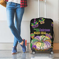 Happy And Delicious Mardi Gras Luggage Cover King Cake And Luxury Beadeds - Wonder Print Shop
