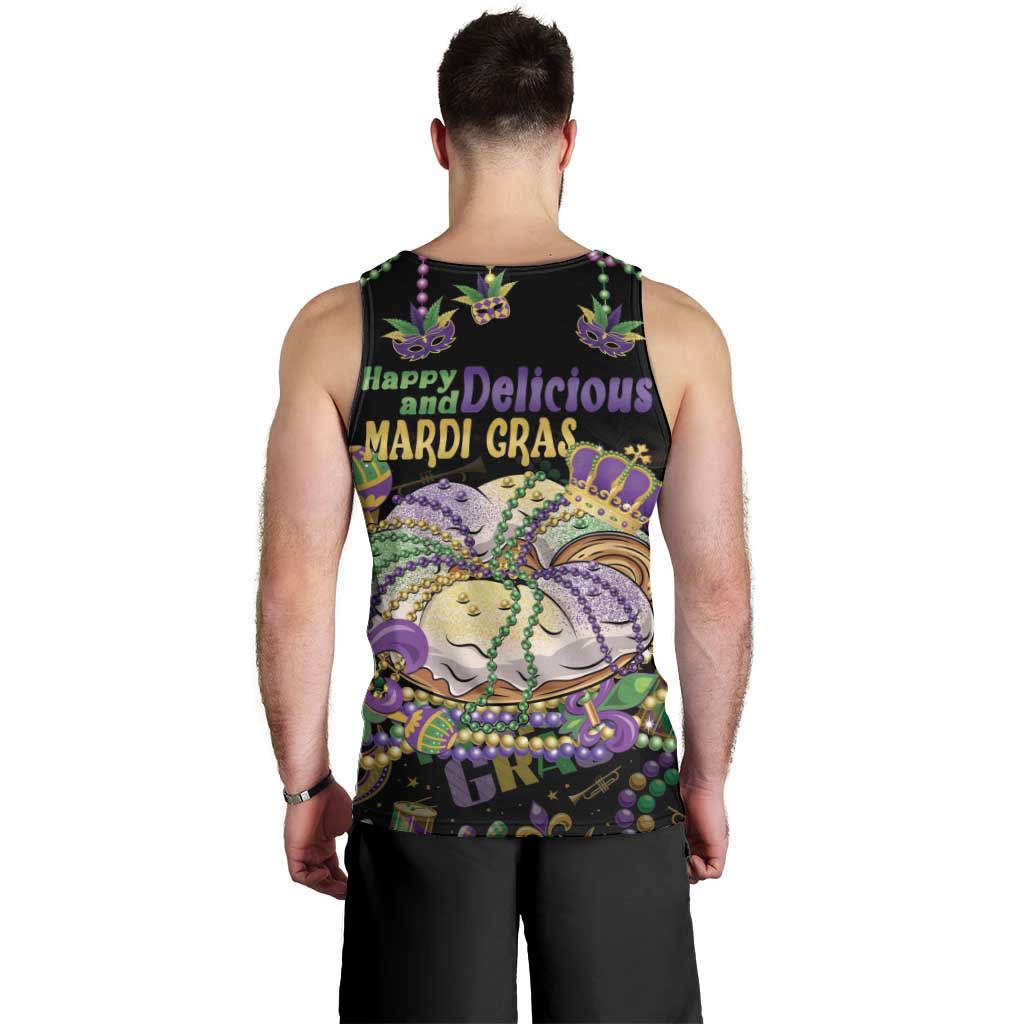 Happy And Delicious Mardi Gras Men Tank Top King Cake And Luxury Beadeds - Wonder Print Shop