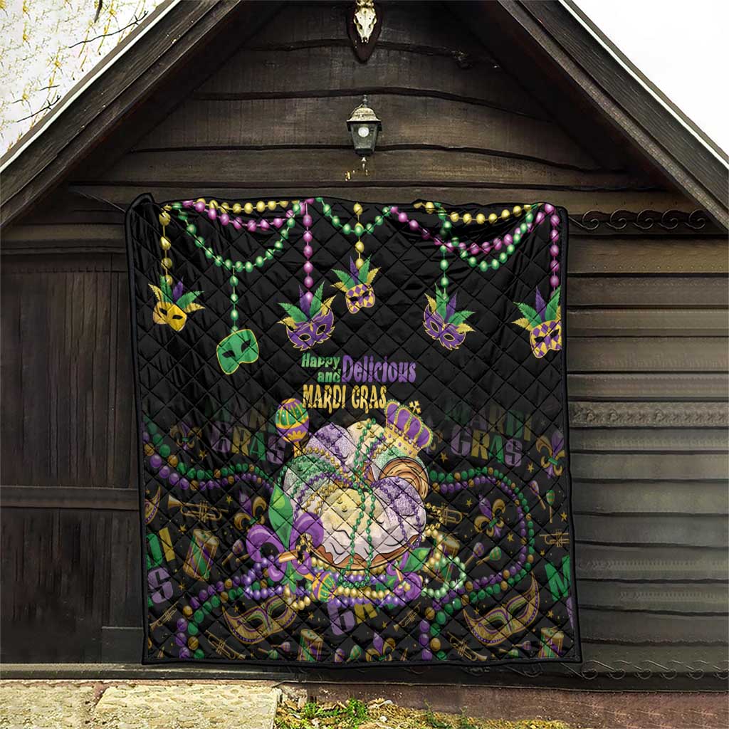 Happy And Delicious Mardi Gras Quilt King Cake And Luxury Beadeds - Wonder Print Shop