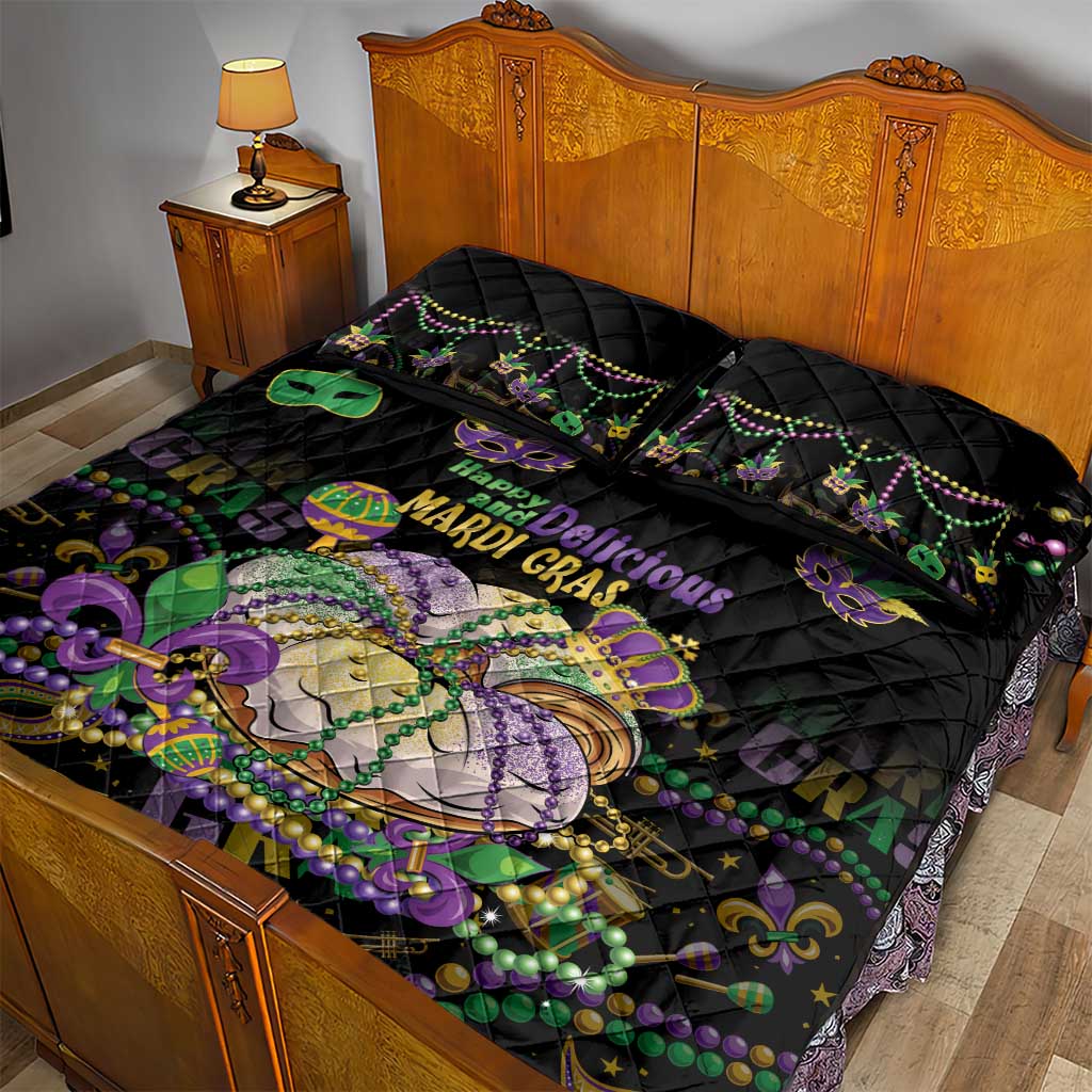 Happy And Delicious Mardi Gras Quilt Bed Set King Cake And Luxury Beadeds - Wonder Print Shop