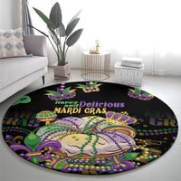 Happy And Delicious Mardi Gras Round Carpet King Cake And Luxury Beadeds