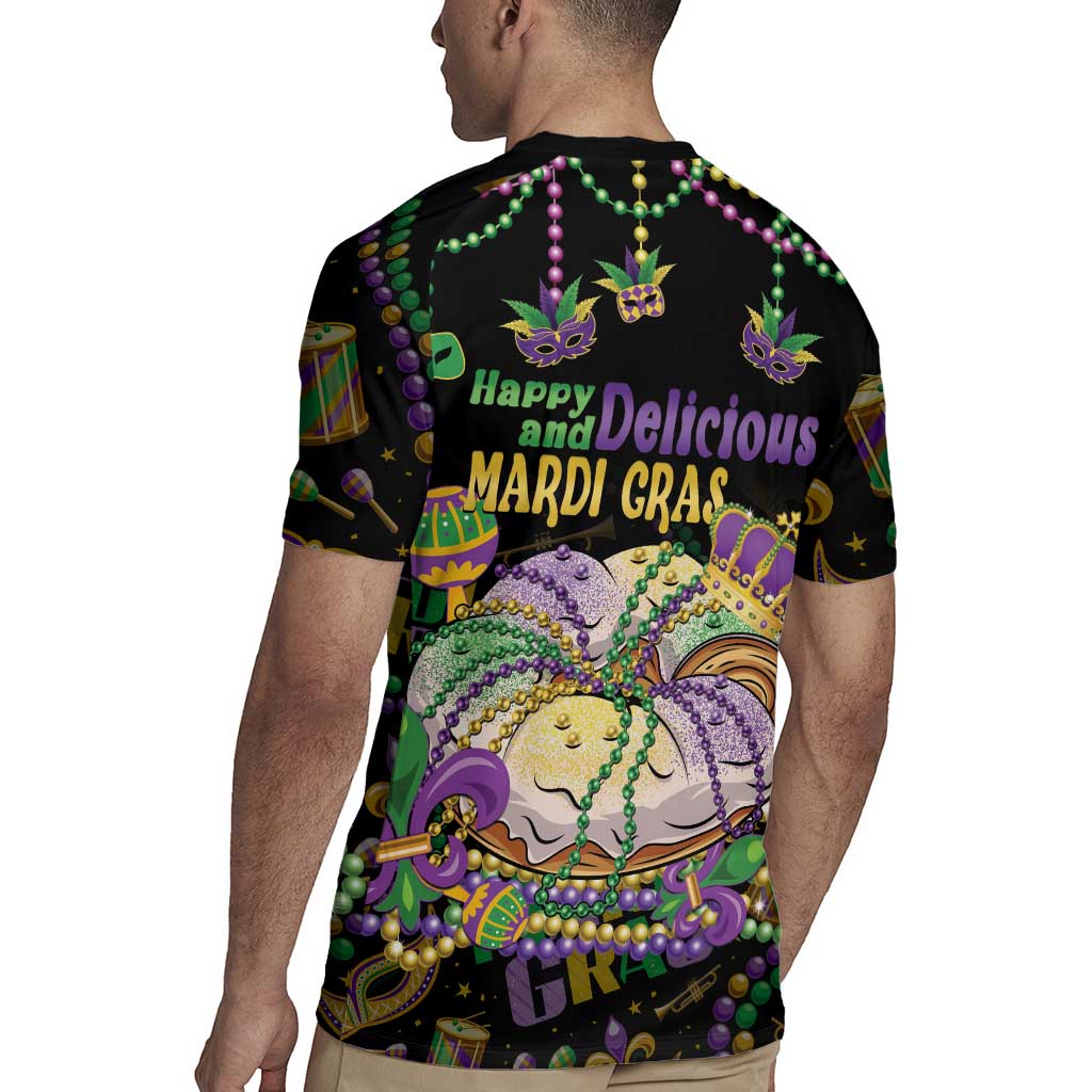 Happy And Delicious Mardi Gras Rugby Jersey King Cake And Luxury Beadeds - Wonder Print Shop
