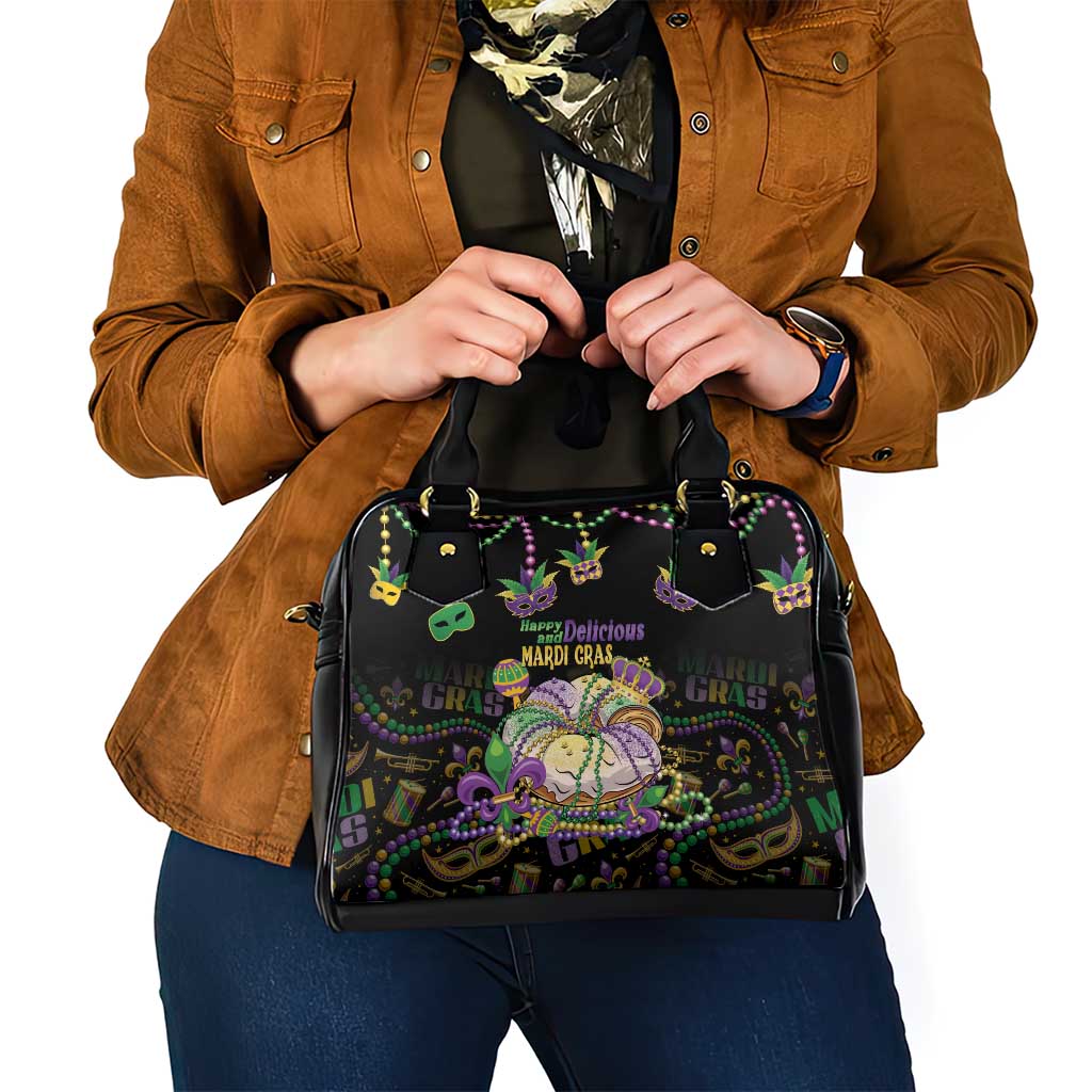 Happy And Delicious Mardi Gras Shoulder Handbag King Cake And Luxury Beadeds