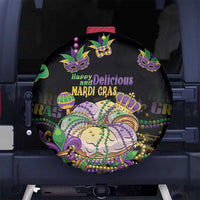 Happy And Delicious Mardi Gras Spare Tire Cover King Cake And Luxury Beadeds - Wonder Print Shop