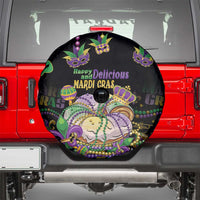 Happy And Delicious Mardi Gras Spare Tire Cover King Cake And Luxury Beadeds - Wonder Print Shop
